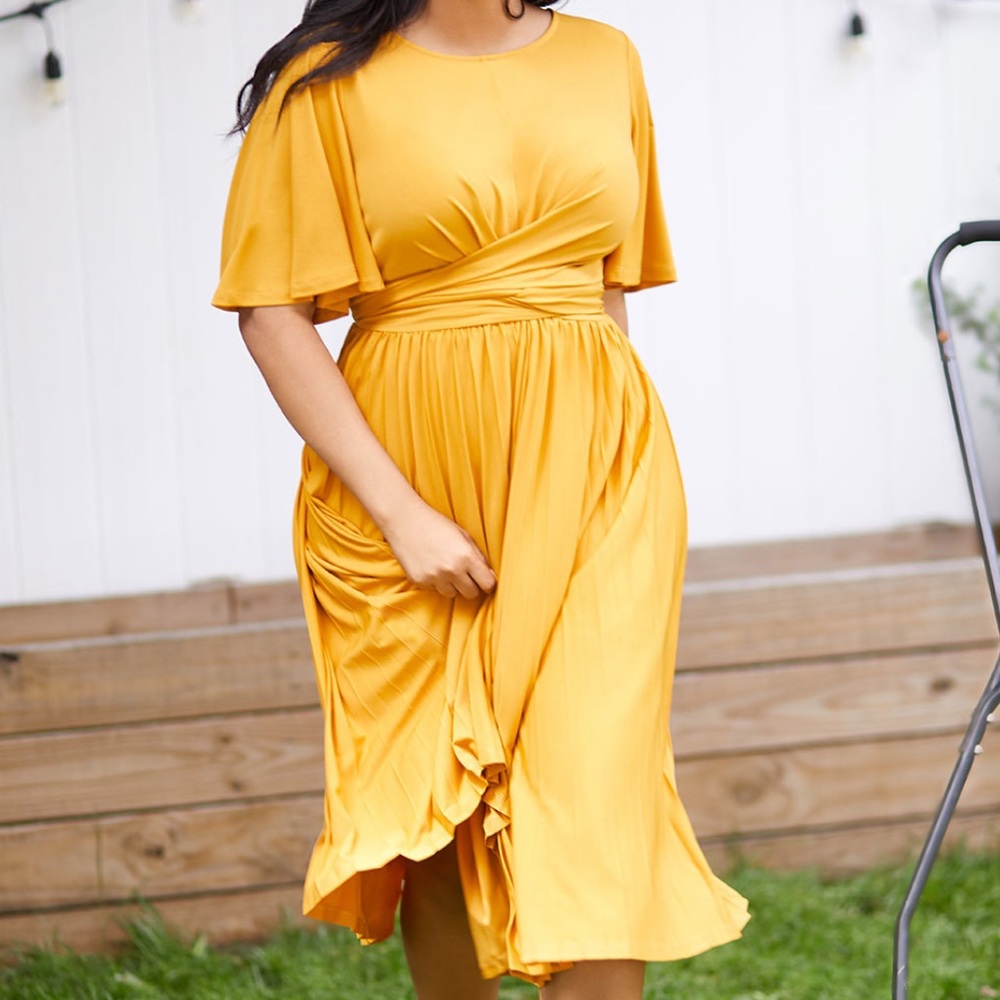 ELOQUII: Wrap Dress with Pleated Skirt
